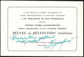 1980 Légrády Sándor ajánlása és sajátkezű aláírása bélyegkiállítási meghívón