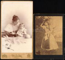 1896 Anya gyermekével és női portré, 2 db keményhátú fotó, az egyik Strelisky műterméből, 16,5×10,5 ...