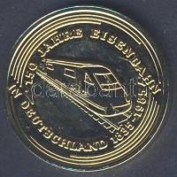 NSZK "150 éves a német vasút" aranyozott fém emlékérem díszdobozban T:1 apró ph