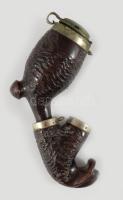 Antik faragott fa pipa, h: 14 cm