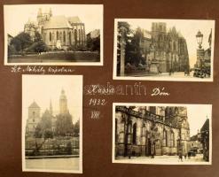 cca 1930-1940 Felvidéki, olaszországi, ausztriai, lengyelországi képeket tartalmazó fotóalbum 240 db...