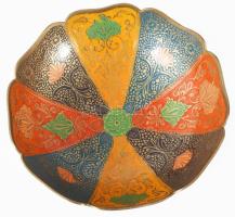 Zománcozott mintás bronz kínáló, 17x6,5 cm