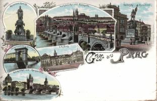 Praha with the Franz Joseph bridge litho