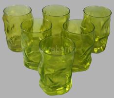 Bormioli Rocco zöldüveg whiskey pohár garnitúra, 6 darab, hibátlan, m: 11 cm