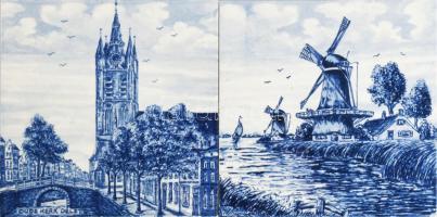 Delft 2 darab csempe, 15x15 cm
