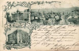 1897 Liberec (Reichenberg) with post office and bank