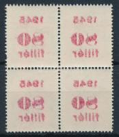 1945 Kisegítő portó 80/30f 4-es tömb, a piros felülnyomás gépszínátnyomatával