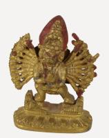 Ganésa hindu istenség szobra. Réz, festett. 6 cm