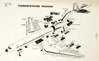 1973 Tu-154 típusú repülőgép. Sárkány. (Oktatási jegyzet.) Szerk.: Benedek György. Egészoldalas ábrá...