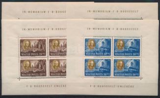 1947 F. D. Roosevelt egyenes állású kisívsor (140.000) (20f kis hiba, 30f, 50f, 70f törések a kerete...