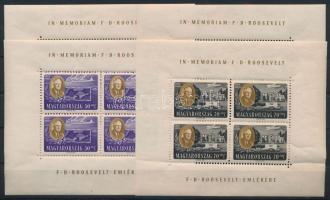 1947 F. D. Roosevelt egyenes állású kisívsor (140.000) (20f kis hiba, 30f, 50f, 70f törések a kerete...