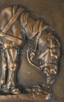 cca 1900 Abrakolt ló bronz fali plakett, jelzés nélkül, 16x20 cm