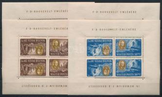 1947 F. D. Roosevelt fordított állású kisívsor, a 30f kisíven festékcsík a feliratban (220.000) (12f...