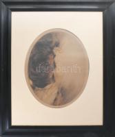 Louis Icart (1890-1950): Fekvő női akt. Színezett rézkarc, papír, jelzett, üvegezett fakeretben, 35×...