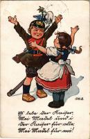 1916 Frohe Kindertage. Kriegspostkarte No. 78. / WWI German children military art postcard s: P.O.En...