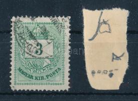 1874 3kr gyöngyjavítás, vésésjavítás, nagy karc felül