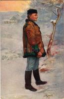 1916 Pöstyén-fürdő, Kúpele Piestany; Paraszt bundában, népviselet. 16. Pr. 5. sz. / Volkstracht in B...