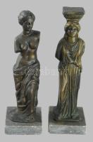 2 darab görög stílusú asztaldísz, bronzírozott fém, m:23 cm