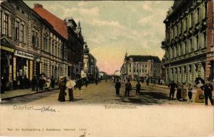 1906 Prívoz, Oderfurt (Ostrava, Ostrau); Bahnhofstrasse, Hotel Moravia / street view, hotel, publish...