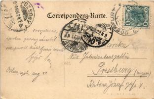 1906 Prívoz, Oderfurt (Ostrava, Ostrau); Bahnhofstrasse, Hotel Moravia / street view, hotel, publish...