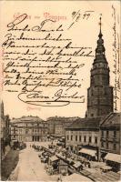 1899 Opava, Troppau; Oberring / market square, town hall. Verlag J. Feitzinger (tear)