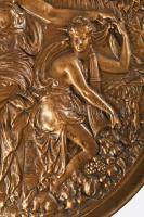 cca 1910 Szecessziós francia bronz falitál, d: 30 cm