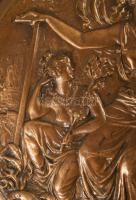 cca 1910 Szecessziós francia bronz falitál, d: 30 cm