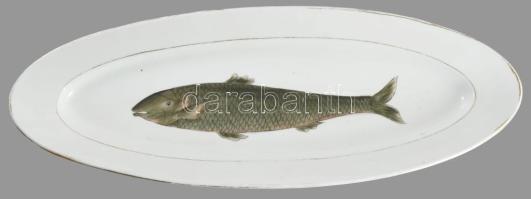 Halas tál nagy méretű, kézzel festett, jelzés nélkül, kis kopással 64 cm