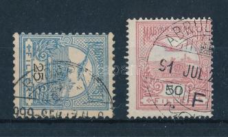 1900-1909 Turul 25f és 50f téves évszámmal a bélyegzésekben: "999", "91"