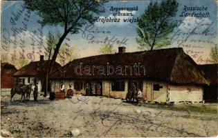 1917 Krajobraz wiejski / Russische Landschaft / Russian folklore, rural landscape + "K.D. Feldp...