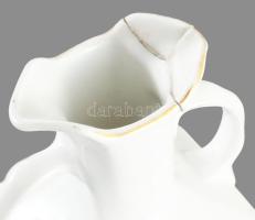 8 darabos antik fűszertartó garnitúra, sérüléssel, hiánnyal, közte jelzett, m: 21,5 cm alatt