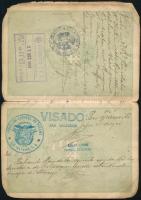 1923-1924 A Magyar Királyság által kiállított fényképes útlevél tanuló részére, benne olasz, spanyol...