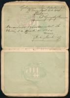 1923-1924 A Magyar Királyság által kiállított fényképes útlevél tanuló részére, benne olasz, spanyol...