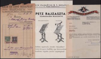 1909-1942 Vegyes fejléces számlák, üzleti levelek, reklámlapok (Back és Gerő, Özv. Nietschné Gerson ...