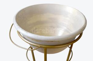 Antik vas mosdótál tartó, benne vízrendszerre is köthető pirogránit mosdókancsó, d: 42 cm, m: 82 cm ...