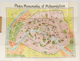 Paris et ses Environs, kétoldalas térkép, a látnivalók felsorolásával, egészvászon kötésben, 74×56 c...