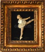 cca 1930/40, Ismeretlen textilművész: Csinády Dóra balettművész ábrázolása, blondel kertben, 26x23 c...