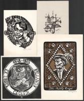 Tavaszy Noémi (1927-2018): Ex libris és kisgrafika, össz. 4 db (Ady Endre Gimnázium Ráckeve, Ex libr...