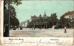 1903 Graz (Steiermark), Geidorfplatz / square, street. Schneider &amp; Lux (Rb)