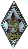 1950 k. "Petőfi Katonai Politikai Akadémia" Rákosi-címeres zománcozott fém jelvény csavaro...