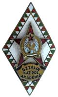 1950 k. "Sztálin Katonai Politikai Akadémia" Rákosi-címeres zománcozott fém jelvény csavar...
