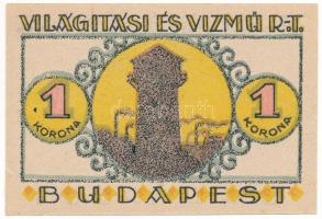 Budapest 1920. "Világítási és Vízmű R.T." 1K T:UNC,AU
Adamo BUC-298.3