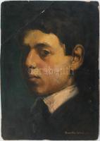 Barta István (1892-1976): Fiúportré (Önarckép?), 1909. Olaj, karton, jelzett, sérült, 35,5x26 cm