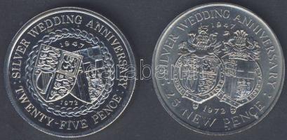 Man-sziget 1972. 25p "Ezüstlakodalom" T:BU + Gibraltár 1972. 25p "Ezüstlakodalom&quot...