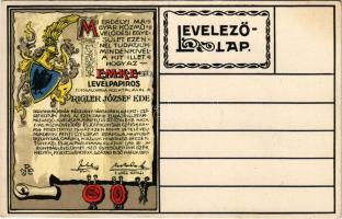 EMKE levélpapiros. Rigler József Ede kiadása / Hungarian letter paper advertisement. Art Nouveau, li...