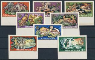 1971 Vadászati világkiállítás vágott ívszéli sor (40f, 4Ft törés; 1,20Ft, 3Ft gumihiba / folds, gum ...