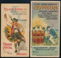2 db litho likőrös számolócédula (Haack Antal, Kárpáti József - Novicum)