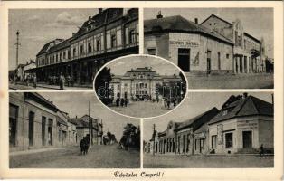 Csap, Cop, Chop; utca, vasútállomás, Sermer Sámuel és Kazinczy Sándor üzlete / railway station, stre...
