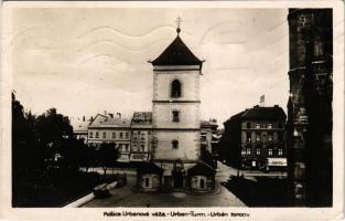1929 Kassa, Kosice; Urbanova vaza / Urban Turm / Urbán torony, Kertész cipő, Markovics divatház, Gom...
