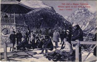1916 Tátra, Magas Tátra, Vysoké Tatry; Start a Tarajkám, bobszán indulása a Tarajkáról, téli élet a ...